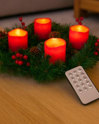 Corona dell'Avvento artificiale 45 cm con 4 candel