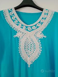 Kaftano tunica artigianale ricamata tg unica fairy