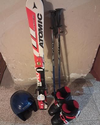 Scarponi, sci, casco e bastoni da bambino 5-6 anni