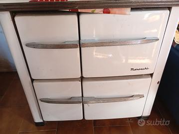 Stufa a legna Marocchi bianca – vintage – 2 pezzi