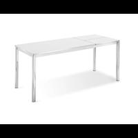 TAVOLO IN VETRO BIANCO E ARGENTO ALLUNGABILE 