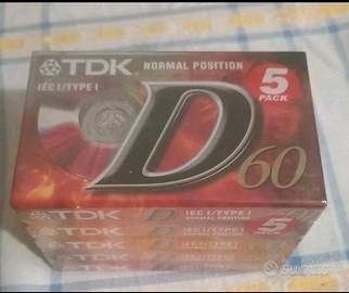 Audiocassette vergini TDK D60 60 minuti  5 pezzi