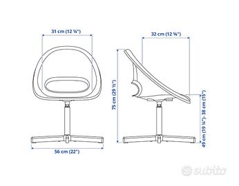 Sedia da scrivania girevole per bambini