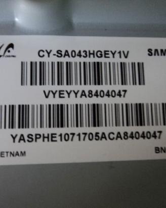 Samsung UE43AU807 pannello display  CY-SA043HGEY1V