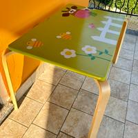 tavolo con sedia in legno per bambini 18mesi/6anni