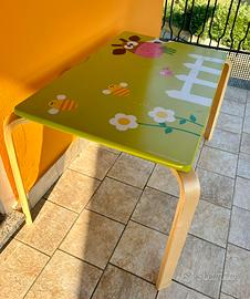tavolo con sedia in legno per bambini 18mesi/6anni