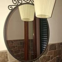 specchio e lampada rotondo ferro battuto 50 x 60