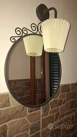 specchio e lampada rotondo ferro battuto 50 x 60