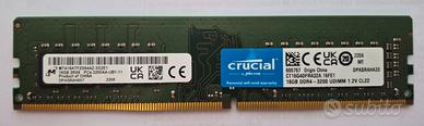 RAM Crucial 16GB DDR4 3200MHz - 1 modulo (non kit)