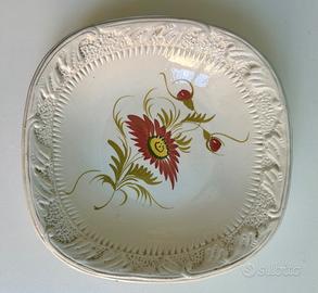 Piatto quadrato vintage ceramica fiore shabby