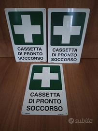 N° 3 cartelli CASSETTA PRONTO SOCCORSO nuovi