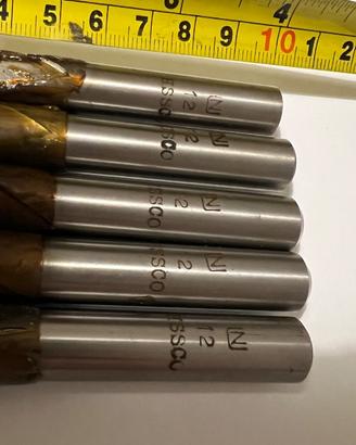 Lotto 5 Frese a Candela HSS-Co 12mm - NUOVE con Ce