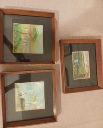 Trittico Quadretti Vintage Dipinti a Mano