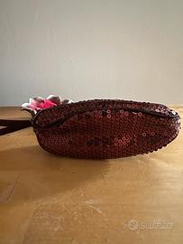 Borsa y2k rosa paillettes glitter zip aesthetic