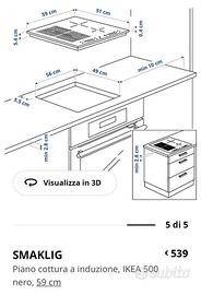 SMAKLIG piano cottura a induzione, IKEA 500 nero, 59 cm - IKEA Italia