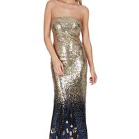 Vestito abito lungo oro blu in paillettes 40 a 46