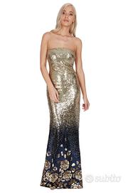 Vestito abito lungo oro blu in paillettes 40 a 46