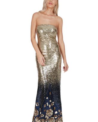 Vestito abito lungo oro blu in paillettes 40 a 46