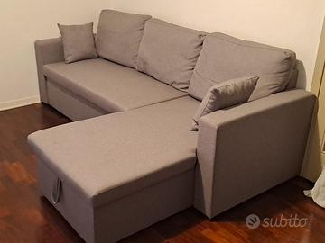 Divano letto angolare con contenitore, 3 posti