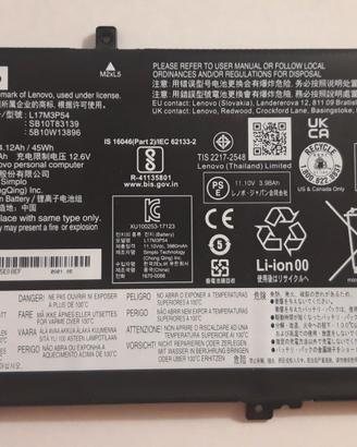 Batteria Originale Lenovo Thinkpad L14 Gen 1