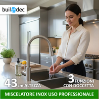Buildec miscelatore cucina doccetta 3 getti inox