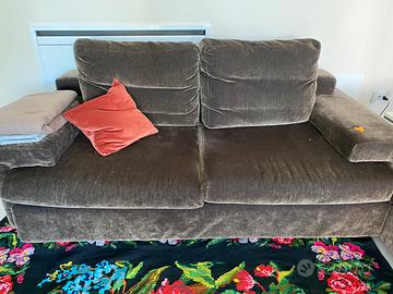 Divano sfoderabile in tessuto di cotone marrone