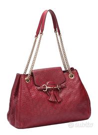 Gucci Guccissima Leather Chain Bag Burgundy