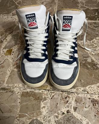 Sneakers Adidas Hoops High-Top Bianche e Blu - 42