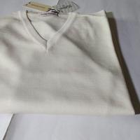 Pullover Uomo Scollo a V Lana Merino Tg.XL Panna