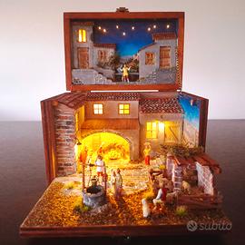 Presepe in bauletto di legno fatto a mano