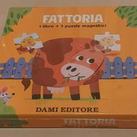 1 libro sulla fattoria e 3 puzzle magnetici
