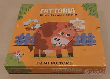 1 libro sulla fattoria e 3 puzzle magnetici