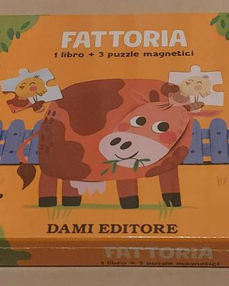 1 libro sulla fattoria e 3 puzzle magnetici