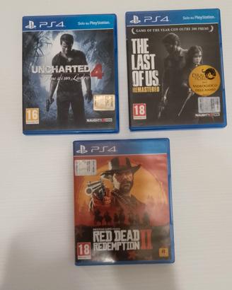 Red dead 2, Uncharted 4, Last of us