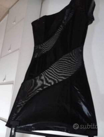 Miniabito o maglia lunga in ecopelle e tulle S