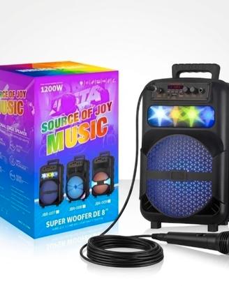 Cassa bluetooth portatile karaoke 1200 watt pmpo 