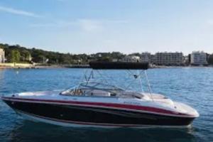 Barca a motore e carrello per il trasporto