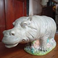 Scultura ippopotamo anni 80 in ceramica di Nove