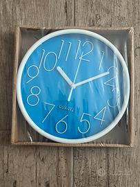 Orologio da parete Quartz bianco e azzurro