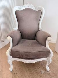 Coppia poltrone stile Luigi XV laccate bianco