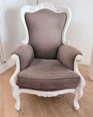 Coppia poltrone stile Luigi XV laccate bianco