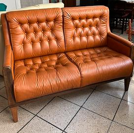 Divano artigianale in cuoio 2 posti