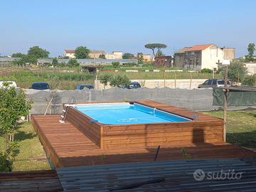 Piscina intex 366 x 732  rivestita in legno