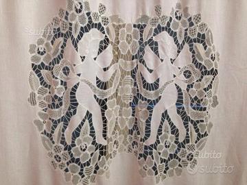 Tenda puro lino ricamata a mano pizzo rinascimento