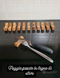 Poggia posate in legno di ulivo servizio da 12 pz