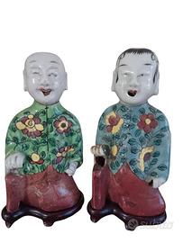 2 Boy Incense Holder in porcellana cinese , 