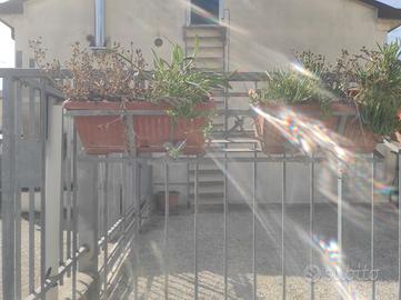 Portavasi zincati fatti a mano con vasi interni.