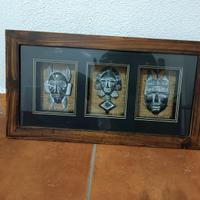 Quadro tridimensionale con maschere stile etnico