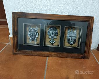Quadro tridimensionale con maschere stile etnico
