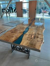 Tavolo in resina e radica 360x125